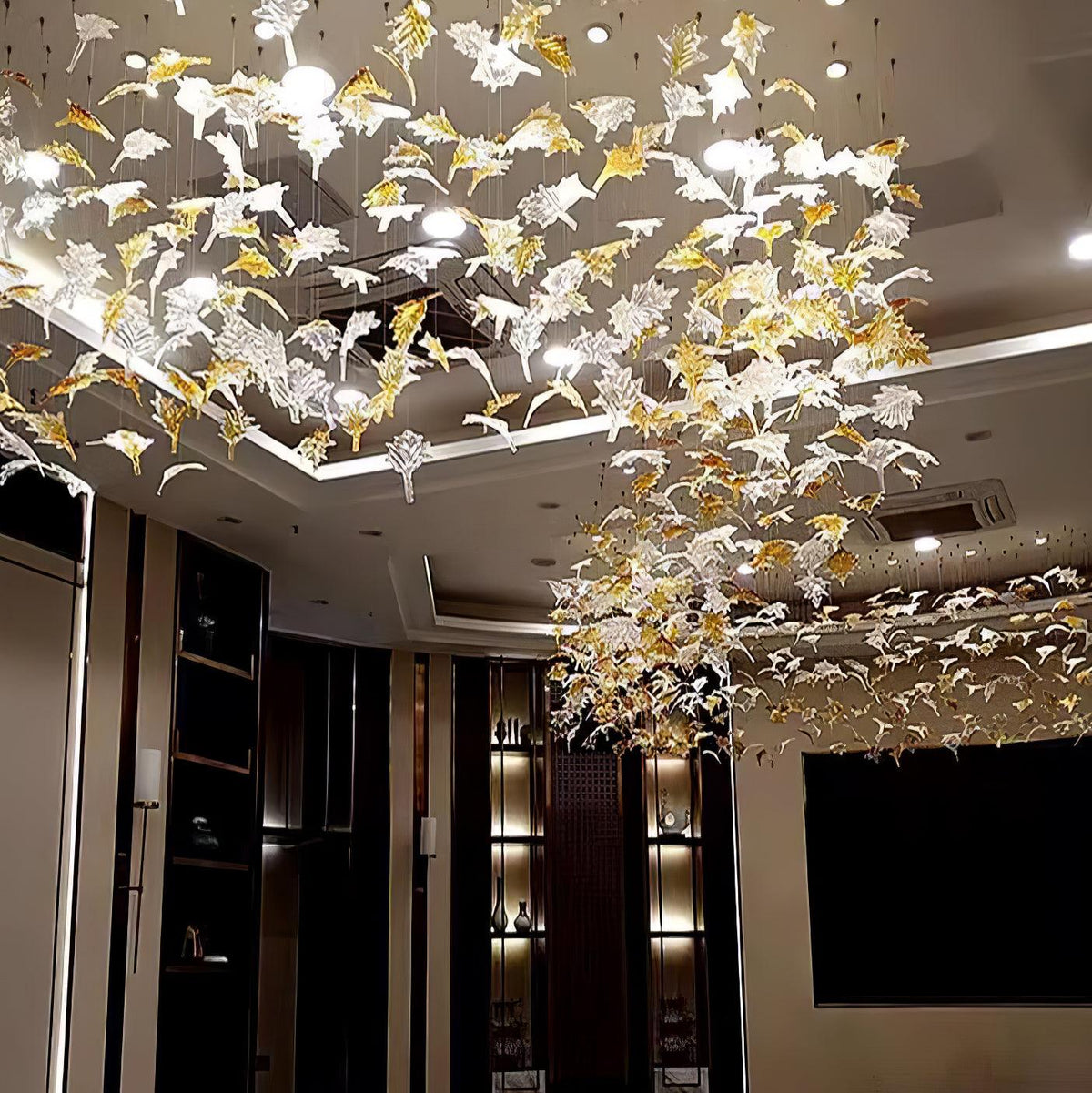Multicolor Crystal Spiral Maple Leaf Chandelier - Zelno Lighting