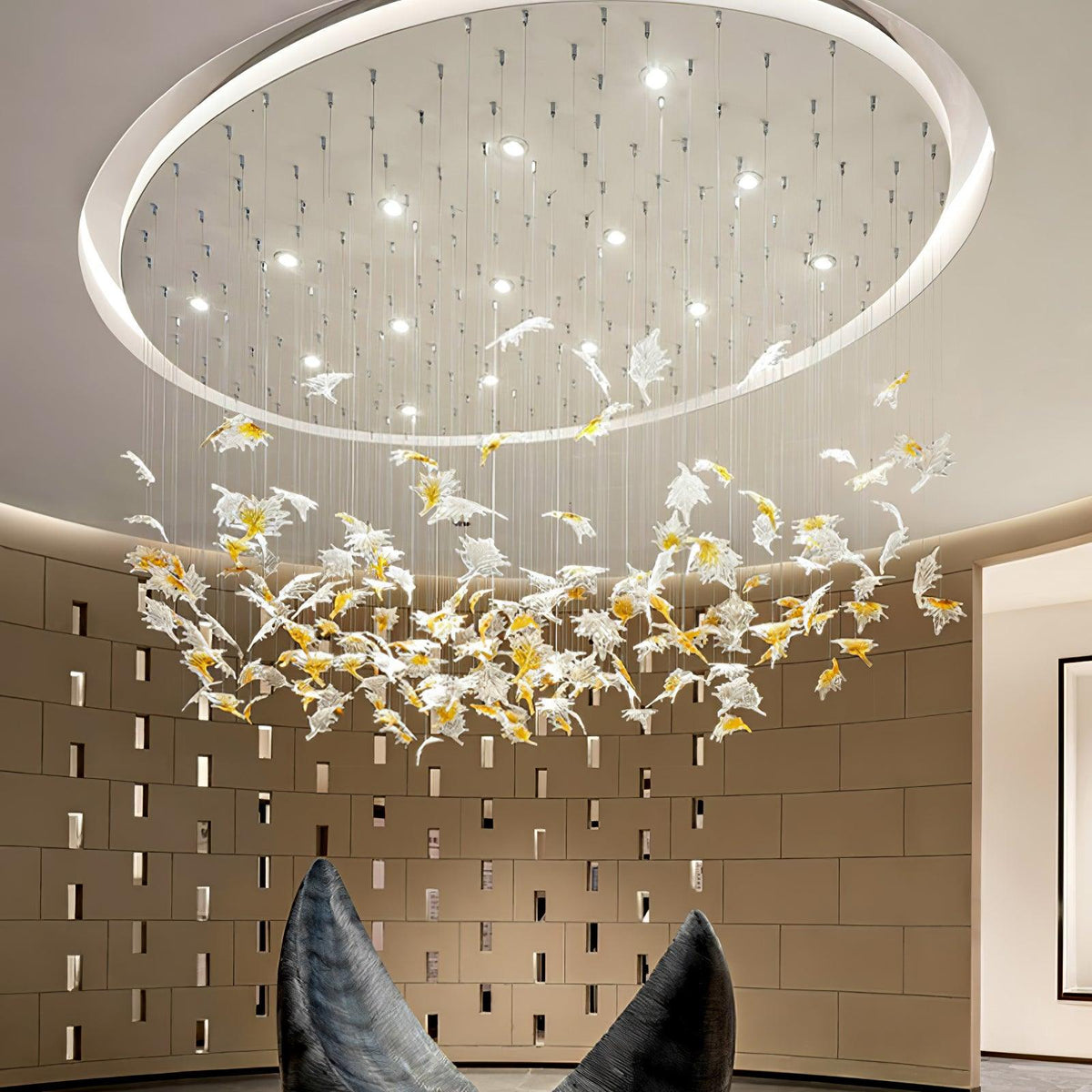 Multicolor Crystal Spiral Maple Leaf Chandelier - Zelno Lighting