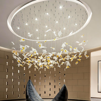 Multicolor Crystal Spiral Maple Leaf Chandelier - Zelno Lighting