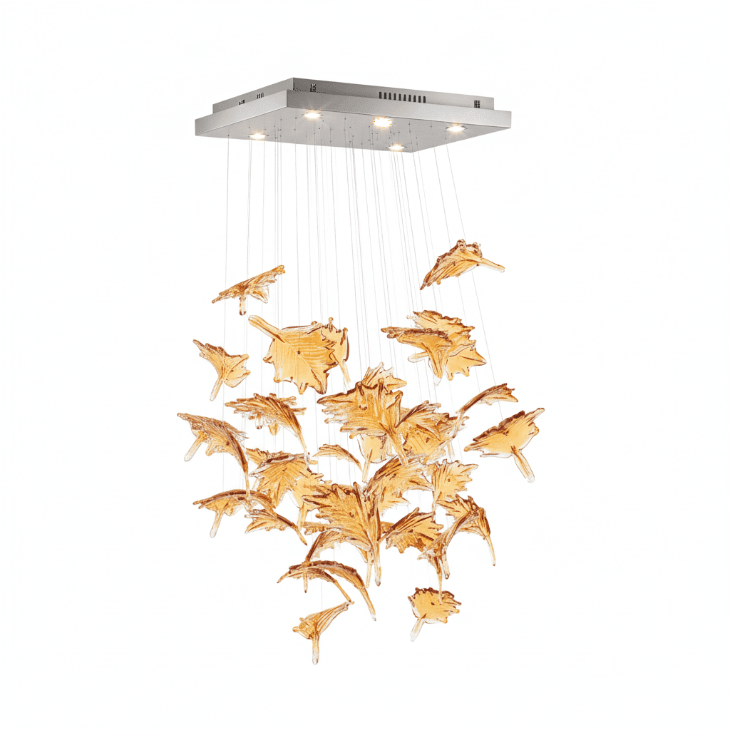 Multicolor Crystal Spiral Maple Leaf Chandelier - Zelno Lighting