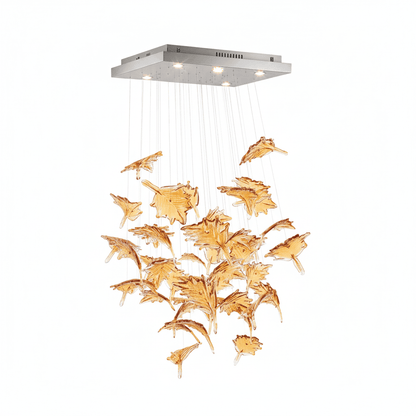 Multicolor Crystal Spiral Maple Leaf Chandelier - Zelno Lighting