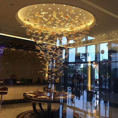 Multicolor Crystal Spiral Maple Leaf Chandelier - Zelno Lighting