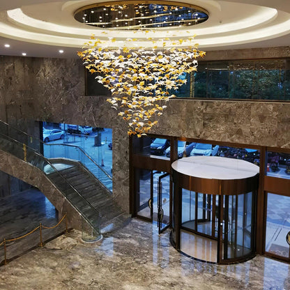 Multicolor Crystal Spiral Maple Leaf Chandelier - Zelno Lighting