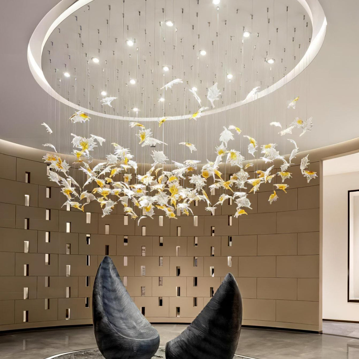 Multicolor Crystal Spiral Maple Leaf Chandelier - Zelno Lighting