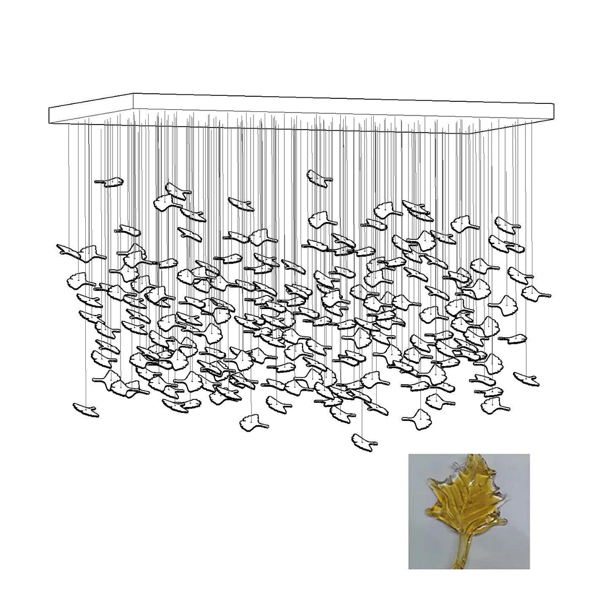 Multicolor Crystal Spiral Maple Leaf Chandelier - Zelno Lighting