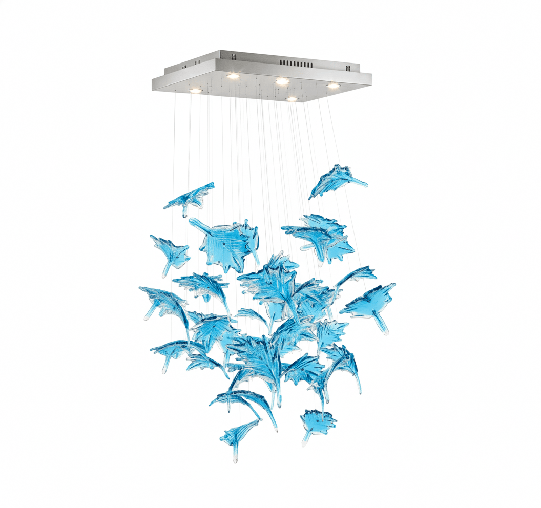 Multicolor Crystal Spiral Maple Leaf Chandelier - Zelno Lighting