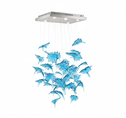 Multicolor Crystal Spiral Maple Leaf Chandelier - Zelno Lighting