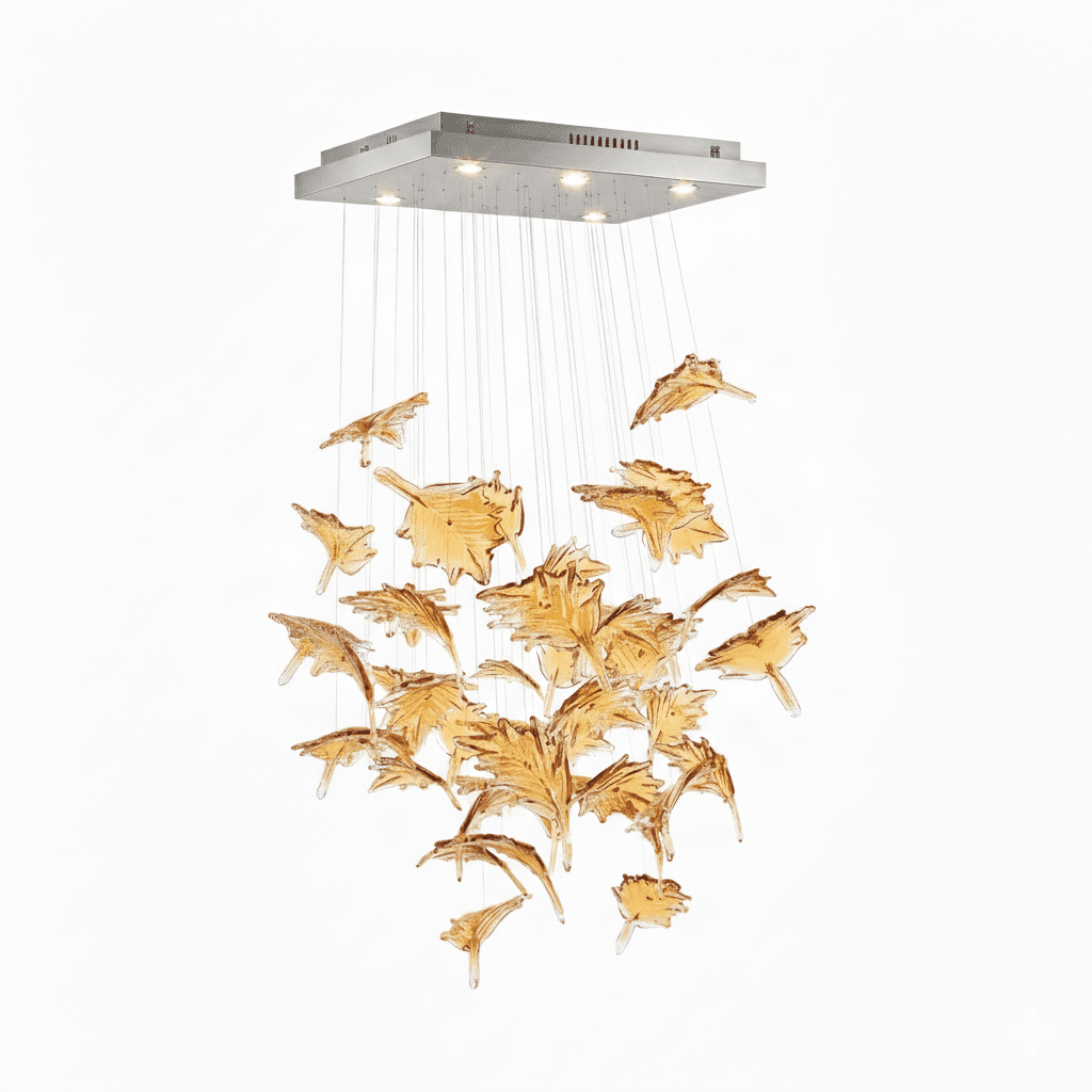 Multicolor Crystal Spiral Maple Leaf Chandelier - Zelno Lighting