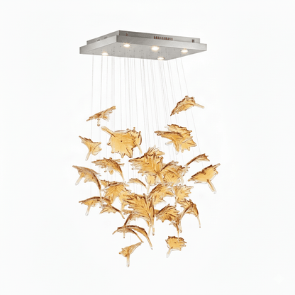 Multicolor Crystal Spiral Maple Leaf Chandelier - Zelno Lighting