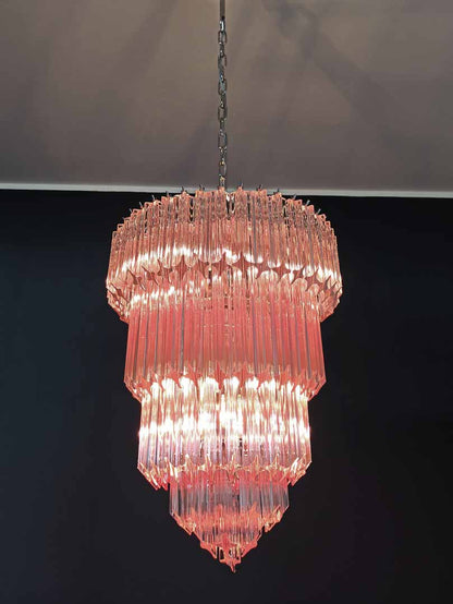 Murano Chandelier – 112 prisms – Pink - Zelno Lighting