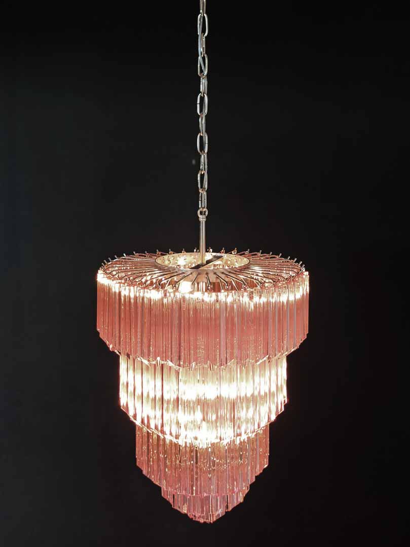 Murano Chandelier – 112 prisms – Pink - Zelno Lighting
