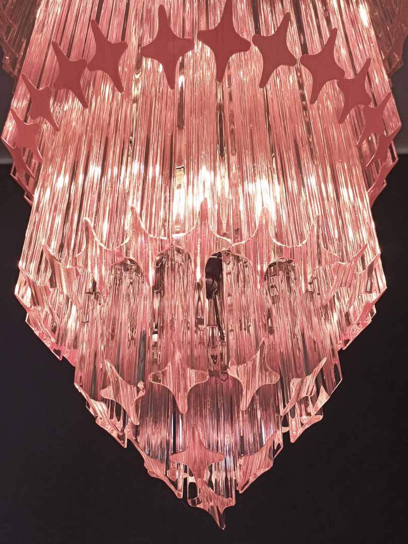 Murano Chandelier – 112 prisms – Pink - Zelno Lighting