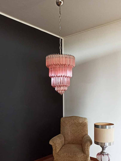 Murano Chandelier – 112 prisms – Pink - Zelno Lighting