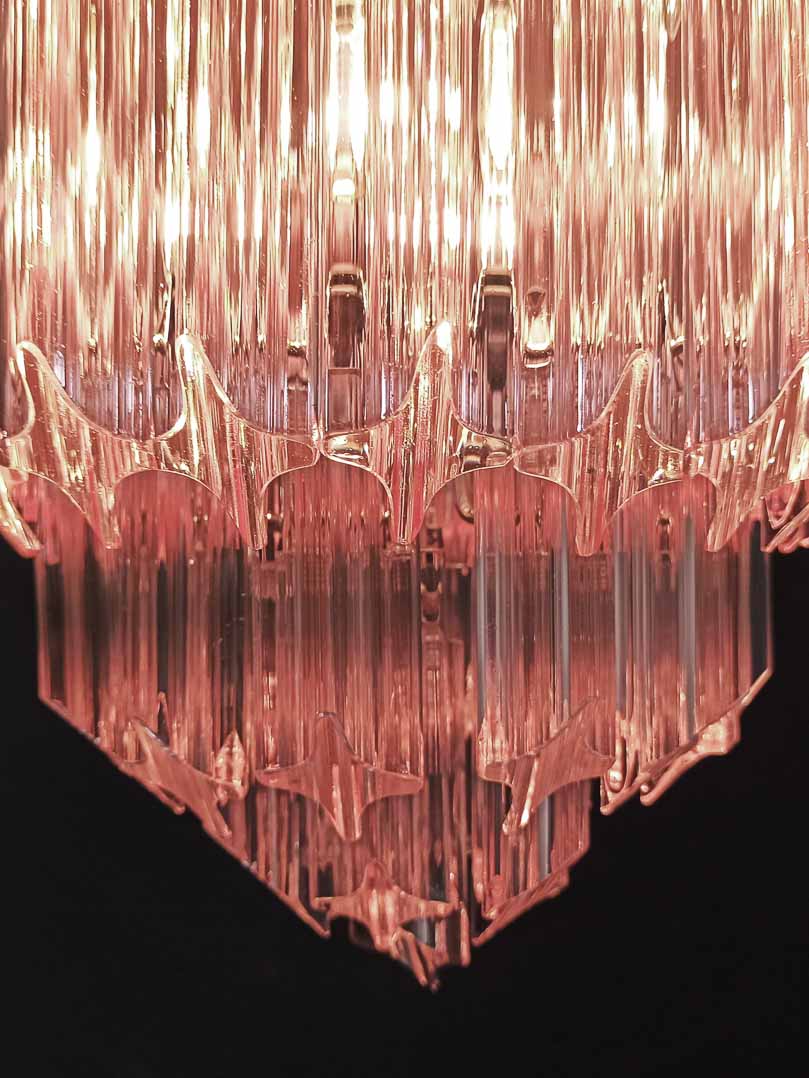 Murano Chandelier – 112 prisms – Pink - Zelno Lighting