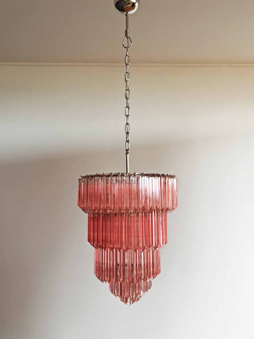 Murano Chandelier – 112 prisms – Pink - Zelno Lighting