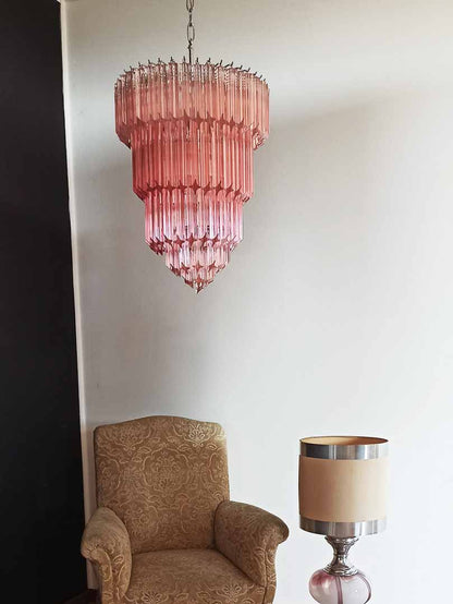Murano Chandelier – 112 prisms – Pink - Zelno Lighting