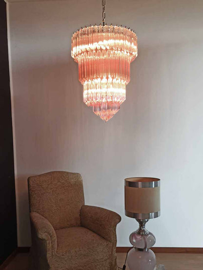 Murano Chandelier – 112 prisms – Pink - Zelno Lighting