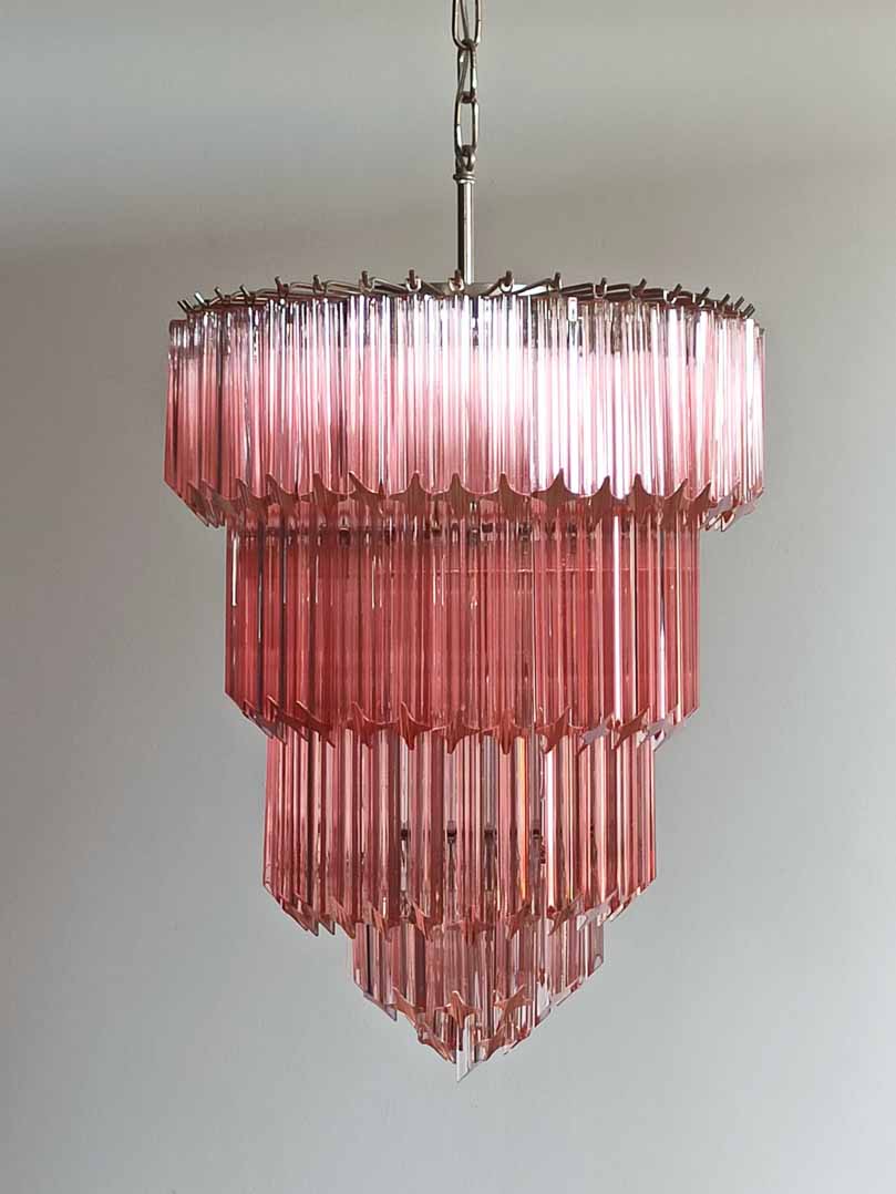Murano Chandelier – 112 prisms – Pink - Zelno Lighting