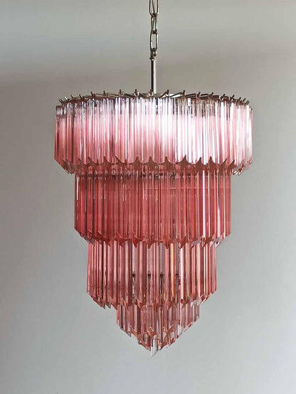 Murano Chandelier – 112 prisms – Pink - Zelno Lighting