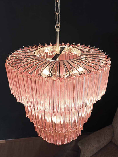 Murano Chandelier – 112 prisms – Pink - Zelno Lighting