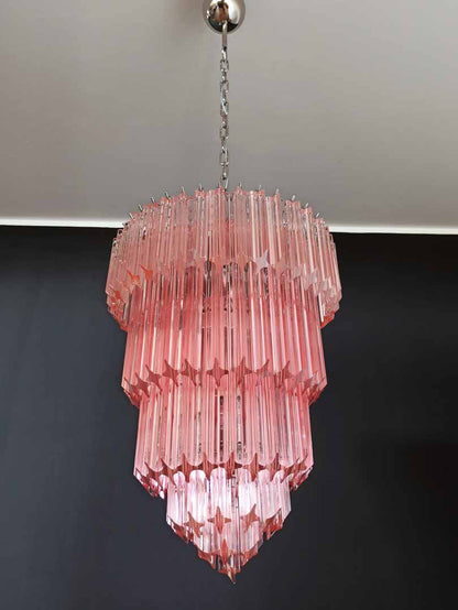 Murano Chandelier – 112 prisms – Pink - Zelno Lighting
