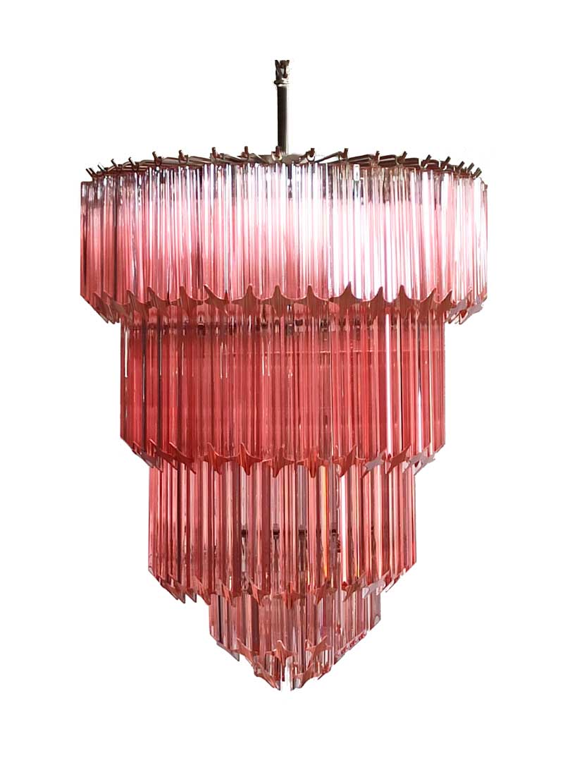 Murano Chandelier – 112 prisms – Pink - Zelno Lighting