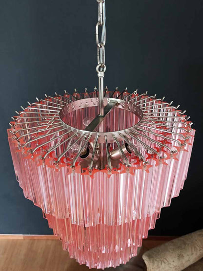 Murano Chandelier – 112 prisms – Pink - Zelno Lighting
