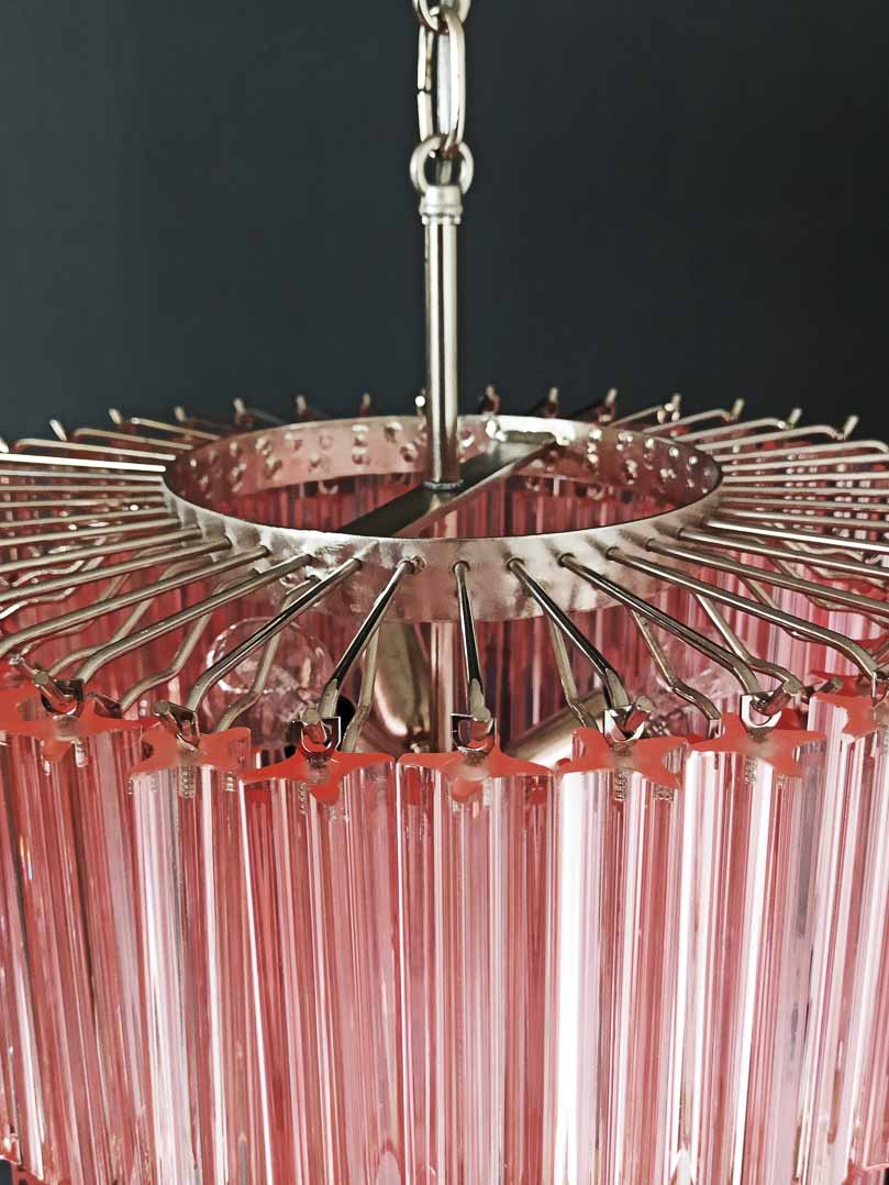 Murano Chandelier – 112 prisms – Pink - Zelno Lighting
