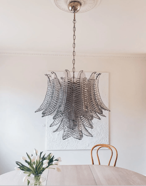 Murano Chandelier – 36 glass leaves – Smoked - Zelno Lighting