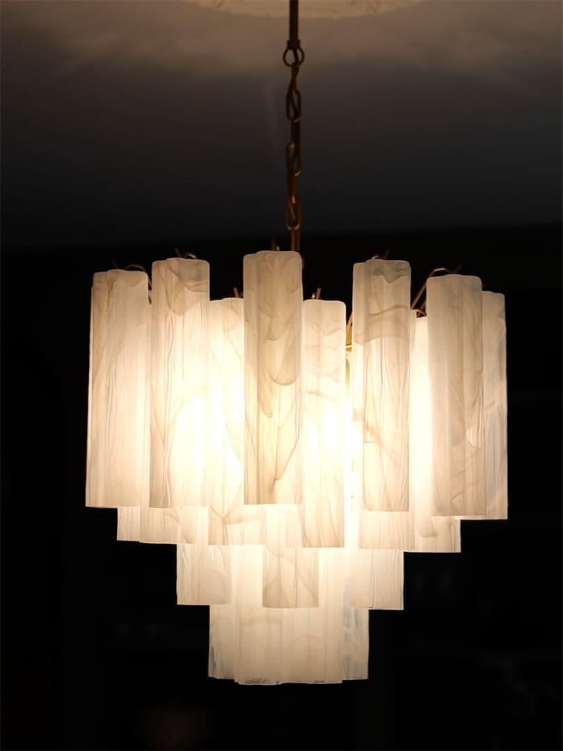 Murano Chandelier – 36 tubes – Alabaster white - Zelno Lighting