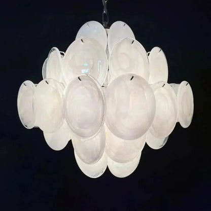 Murano Chandelier 36 White Disks - Zelno Lighting