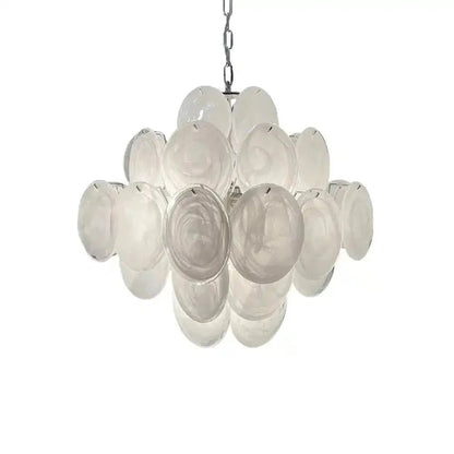 Murano Chandelier 36 White Disks - Zelno Lighting