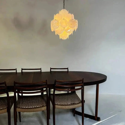 Murano Chandelier 36 White Disks - Zelno Lighting