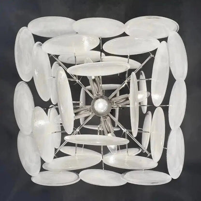 Murano Chandelier 36 White Disks - Zelno Lighting