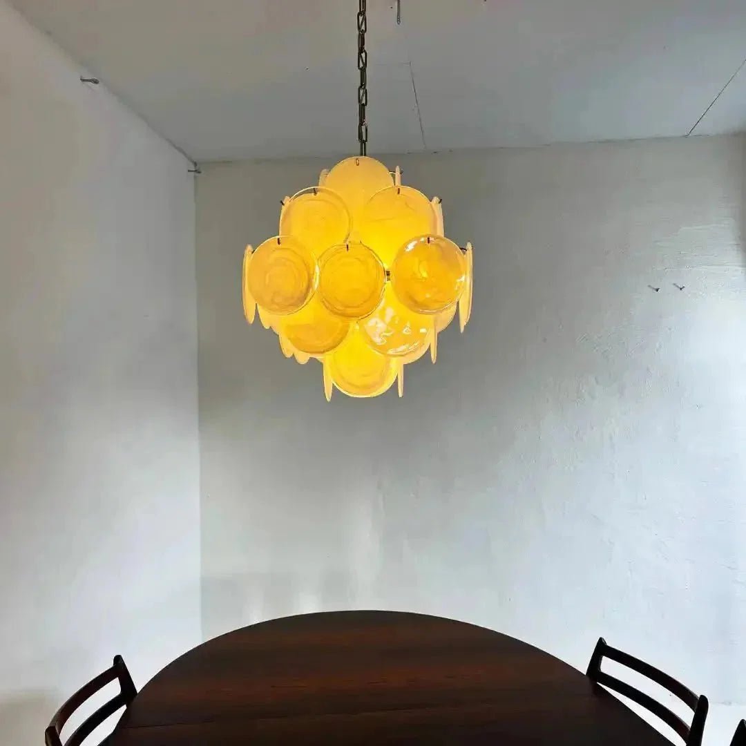 Murano Chandelier 36 White Disks - Zelno Lighting