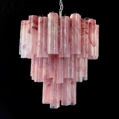 Murano Chandelier – 48 tubes – Alabaster Pink - Zelno Lighting