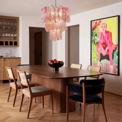 Murano Chandelier – 48 tubes – Alabaster Pink - Zelno Lighting