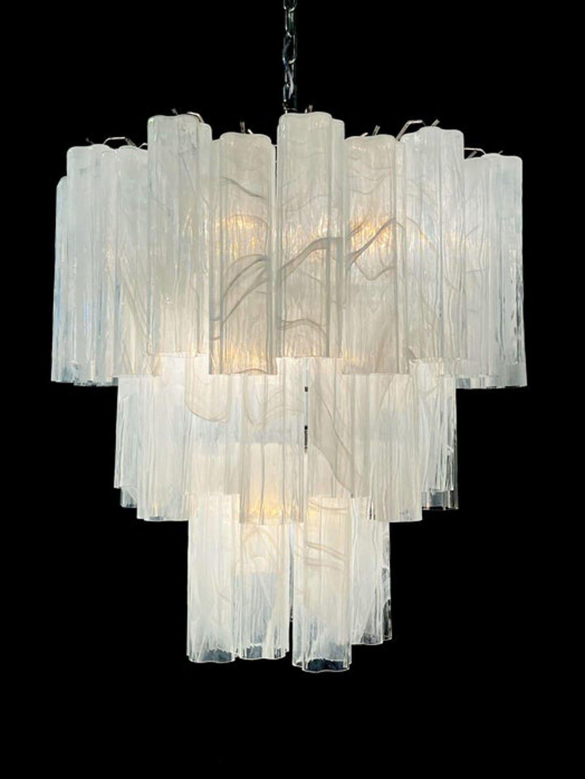 Murano Chandelier – 48 tubes – Alabaster White - Zelno Lighting