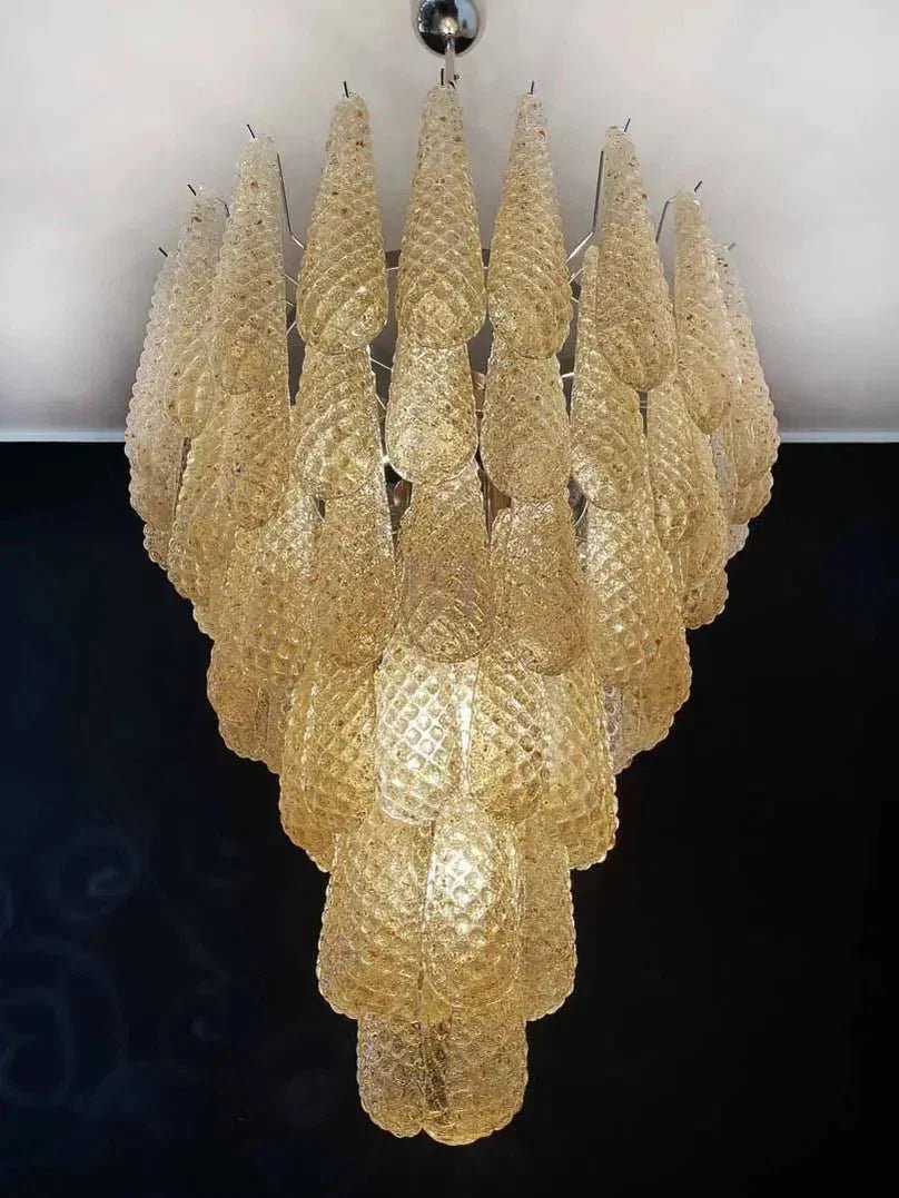 Murano Chandelier – Drop - Amber - Zelno Lighting