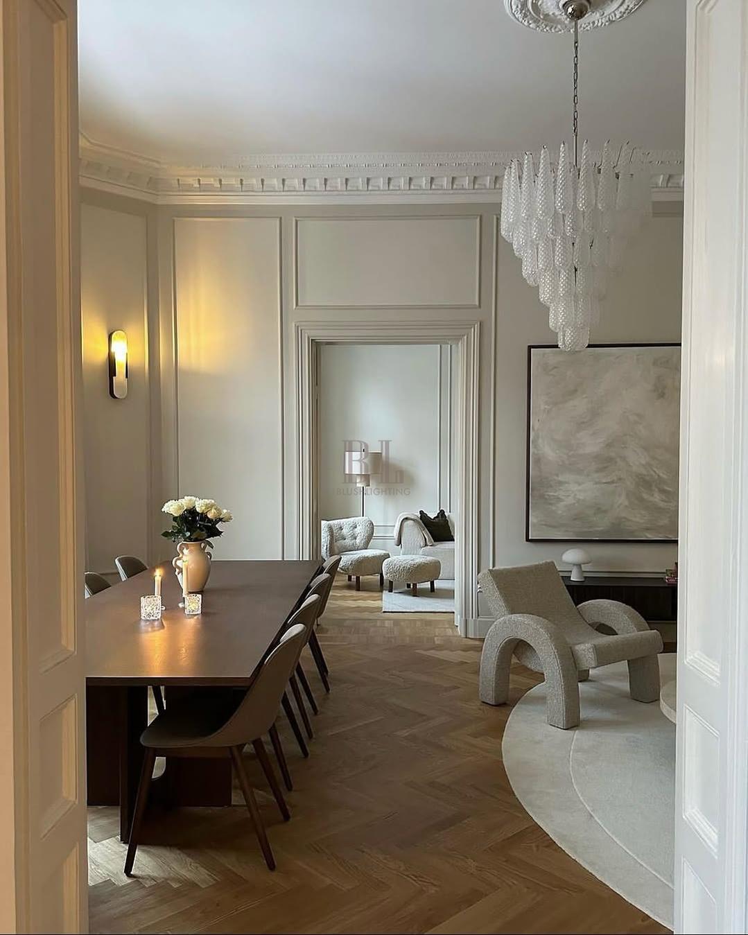 Murano Chandelier – Drop – Transparent - Zelno Lighting