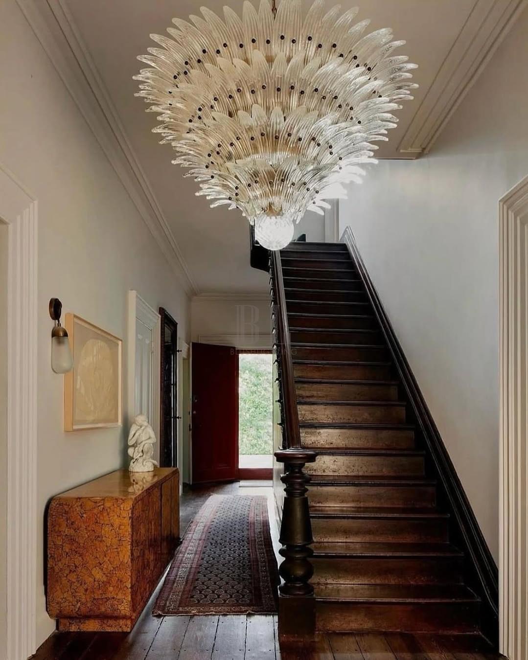 Murano Chandelier – Palmette– Smoked - Zelno Lighting