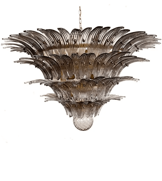 Murano Chandelier – Palmette– Smoked - Zelno Lighting