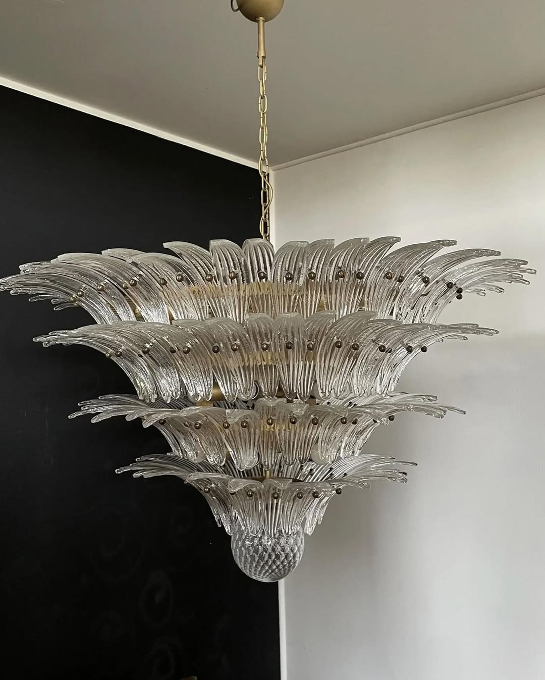 Murano Chandelier – Palmette– Smoked - Zelno Lighting