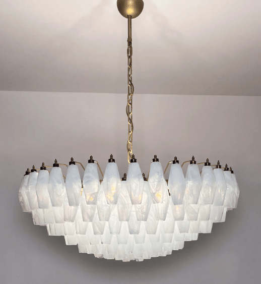 Murano Chandelier – Poliedri – 185 glass – White Alabaster - Zelno