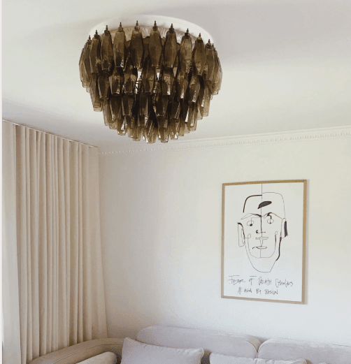 Murano Chandelier – Poliedri – 84 glasses – Dark smoked - Zelno Lighting