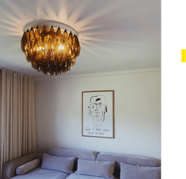 Murano Chandelier – Poliedri – 84 glasses – Dark smoked - Zelno Lighting