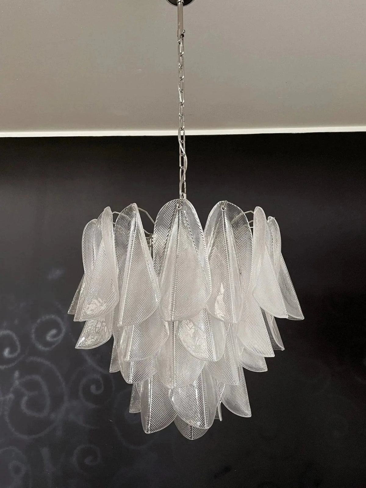 Murano Chandelier – Rondini – 41 glass leaves – Transparent - Zelno Lighting