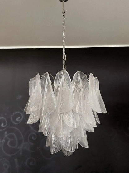 Murano Chandelier – Rondini – 41 glass leaves – Transparent - Zelno Lighting