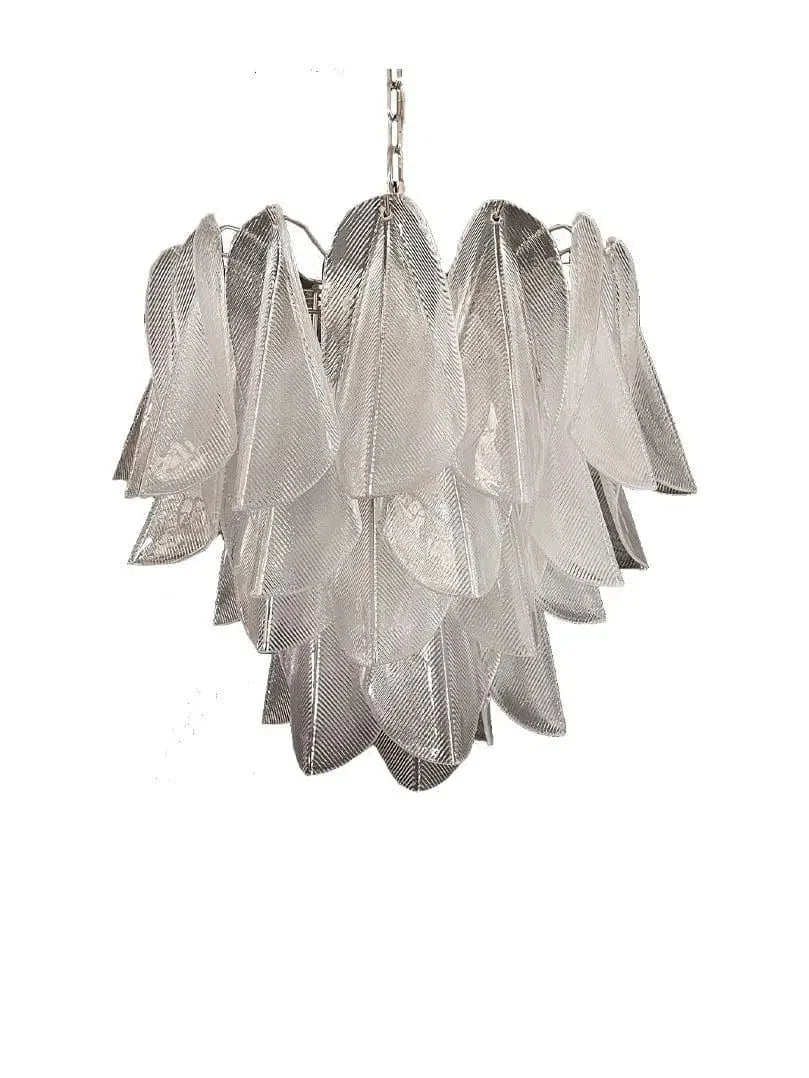 Murano Chandelier – Rondini – 41 glass leaves – Transparent - Zelno Lighting