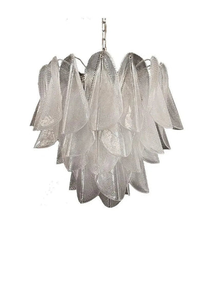 Murano Chandelier – Rondini – 41 glass leaves – Transparent - Zelno Lighting